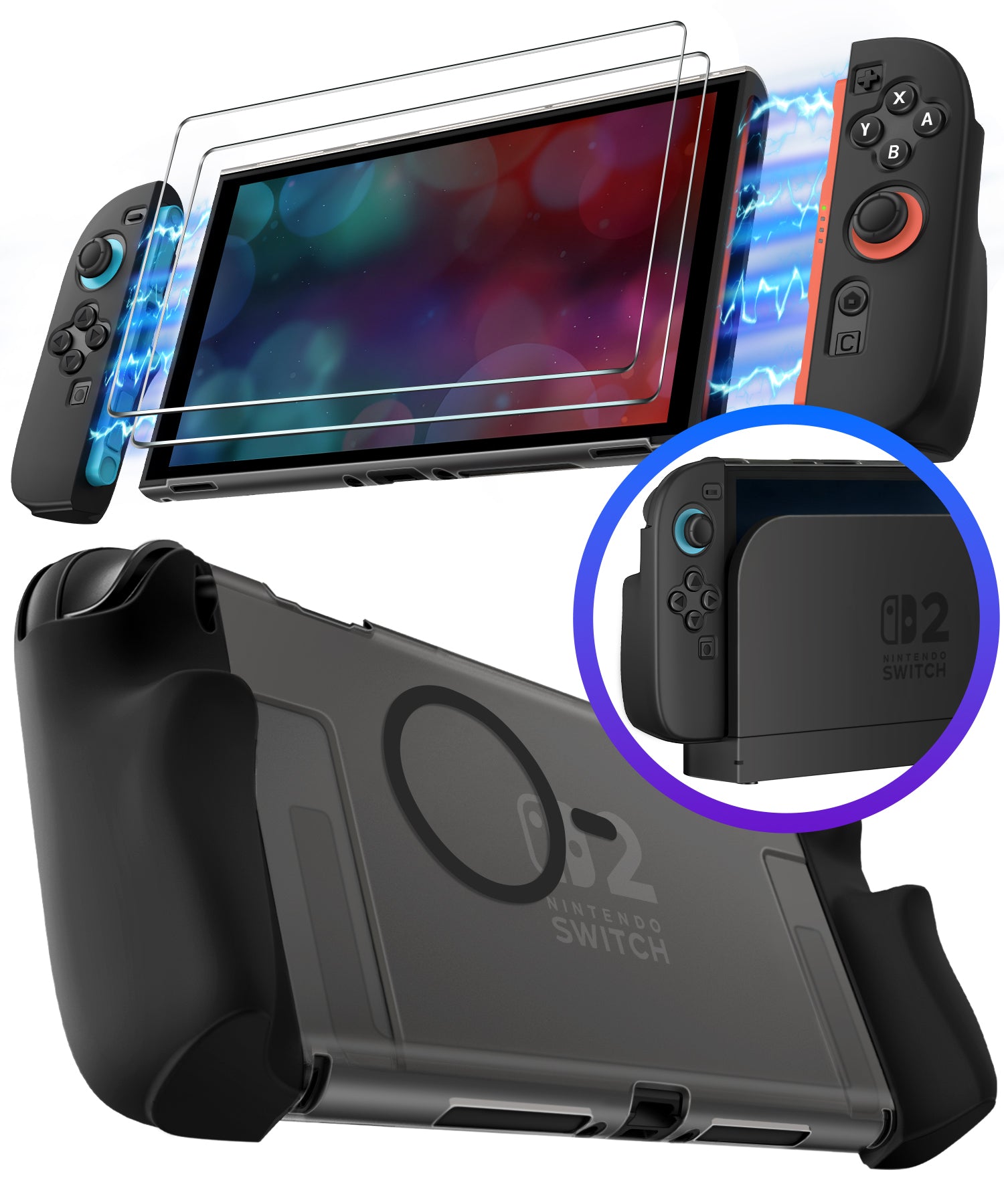 Dockable 5-in-1 MagSafe Grip Case for Nintendo Switch 2