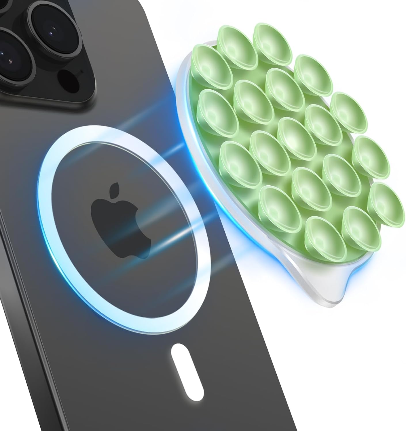 MagSuction Silicone Suction Cup Phone Mount for MagSafe (White & Green)
