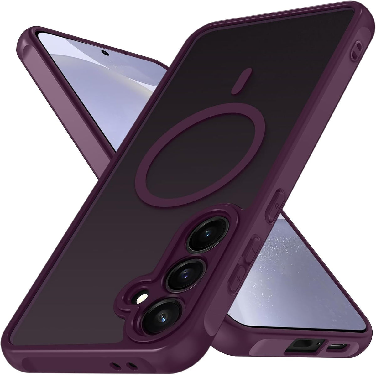 ivoler 3-in-1 Magnetic Case for Samsung Galaxy S24 5G/S25 5G with 2 Pack Screen Protector, Military-Grade Protection, Shockproof Cover-Burgundy
