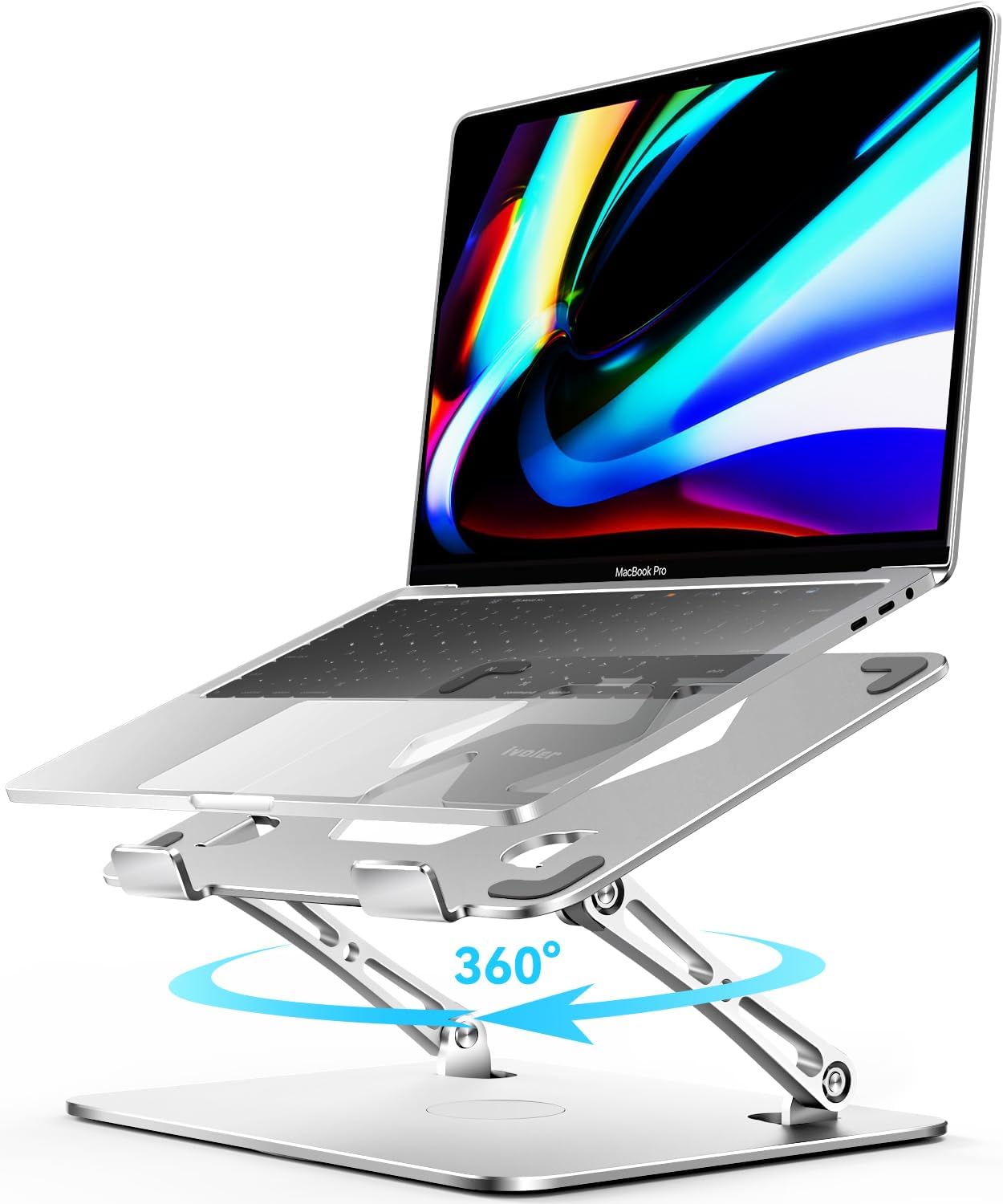 ivoler Adjustable Laptop Stand with 360° Rotating Base[Silver]