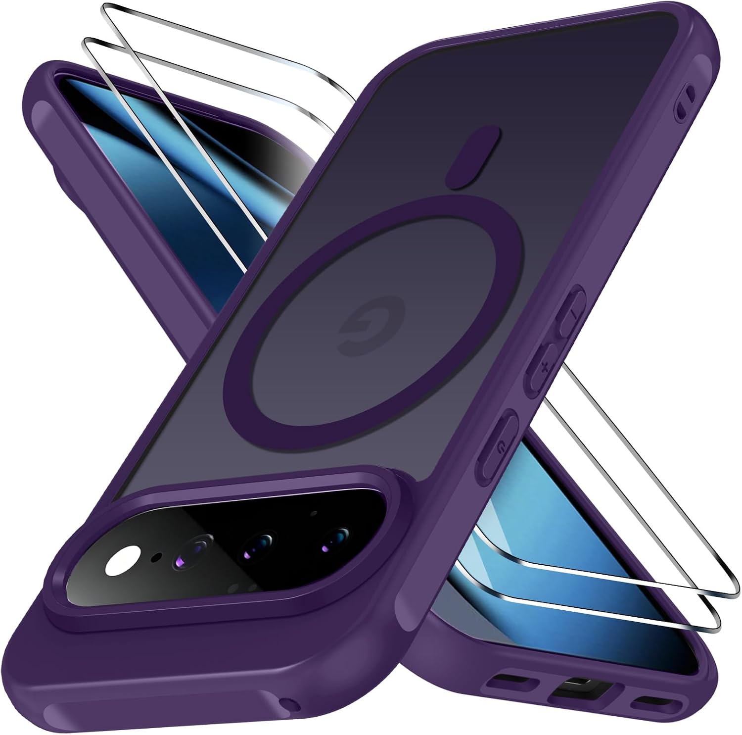 ivoler 3 in 1 Magnetisch Hülle für Google Pixel 11 Pro, Matt Dunkellila