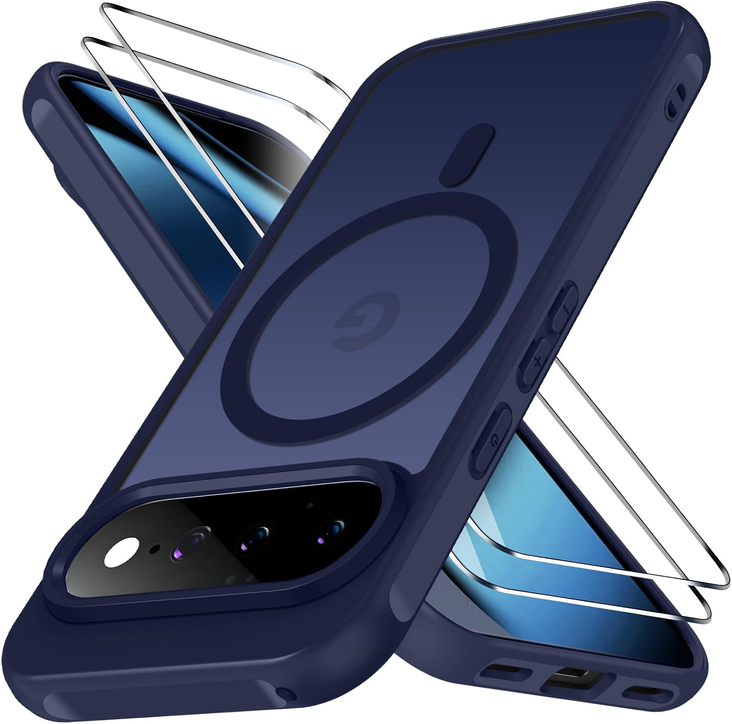 ivoler 3 in 1 Magnetisch Hülle für Google Pixel 11 Pro,Matt Dunkelblau