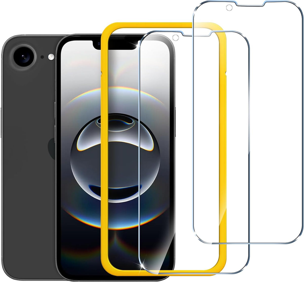ivoler Screen Protector for iPhone 16e/ iPhone SE 4(2025)/ iPhone 14/ iPhone 13/ iPhone 13 Pro 6.1 Inches, Includes Easy Installation Frame, Premium Tempered Glass-2 Pack