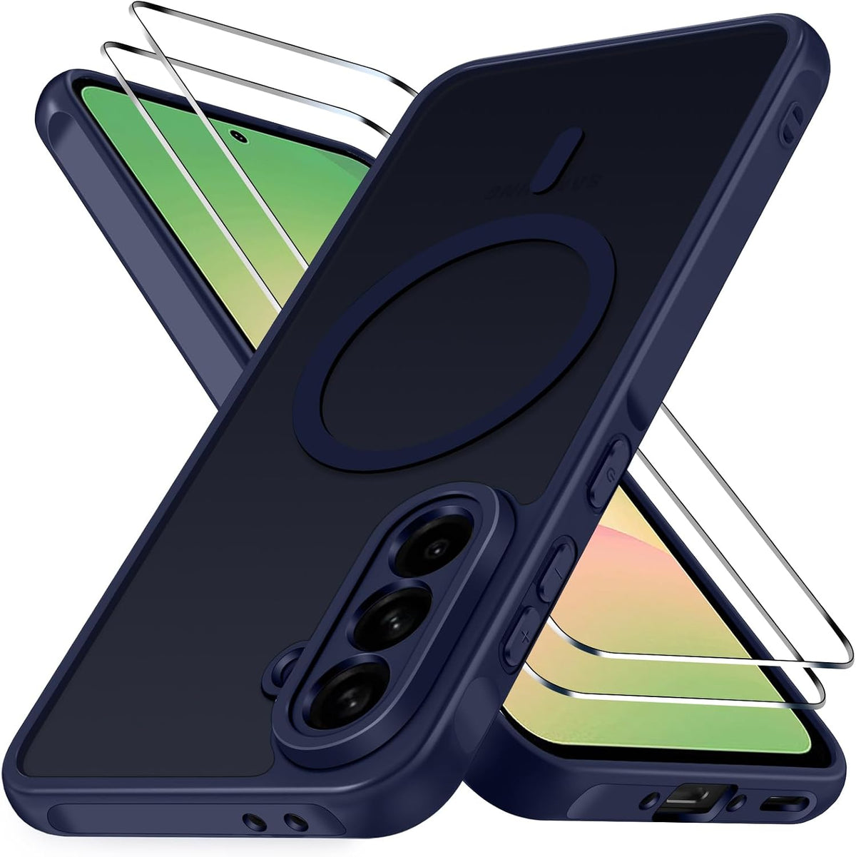 ivoler Magnetisk 3-i-1 fodral f?r Samsung Galaxy A56 5G med 2 sk?rmskydd, milit?rkvalitetsskydd, st?td?mpande, m?rkbl?
