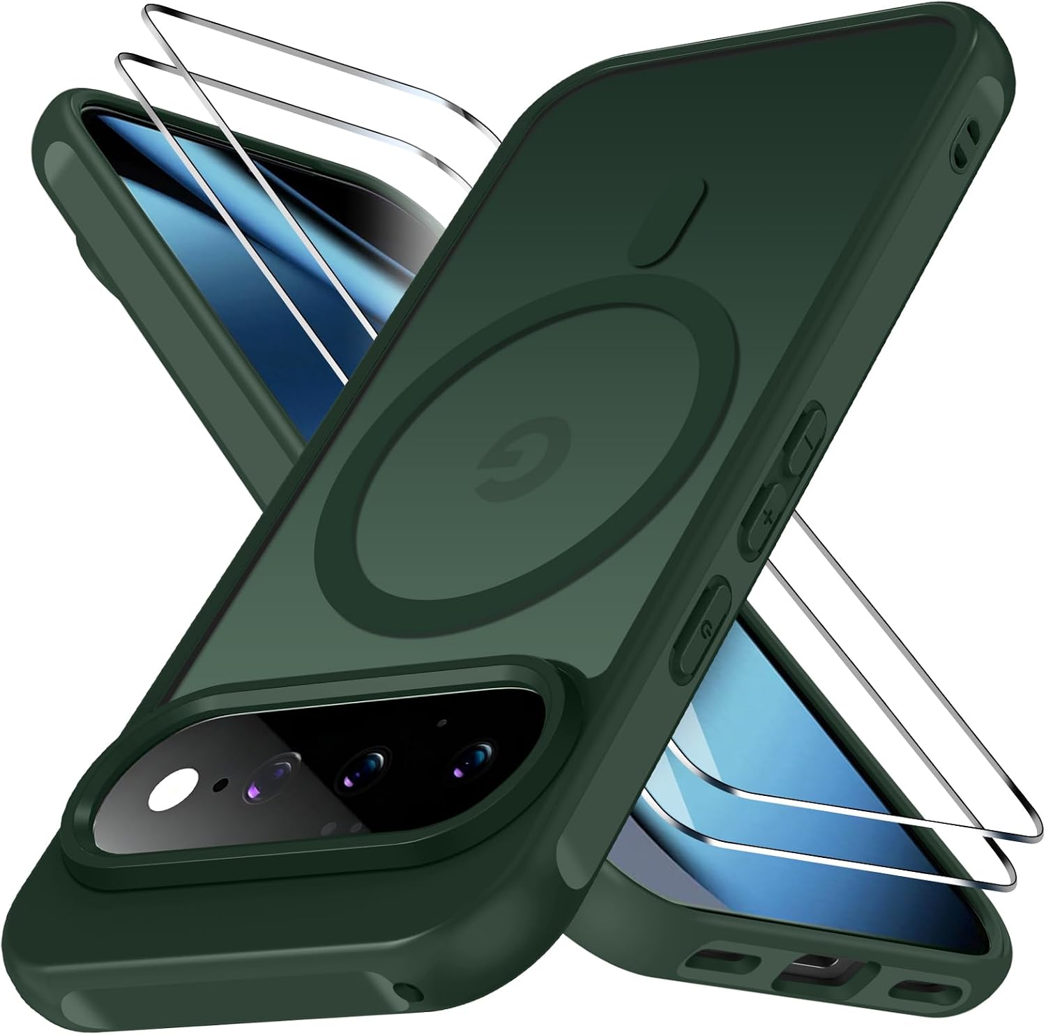 ivoler 3 in 1 Magnetisch Hülle für Google Pixel 11 Pro, Matt Dunkelgrün