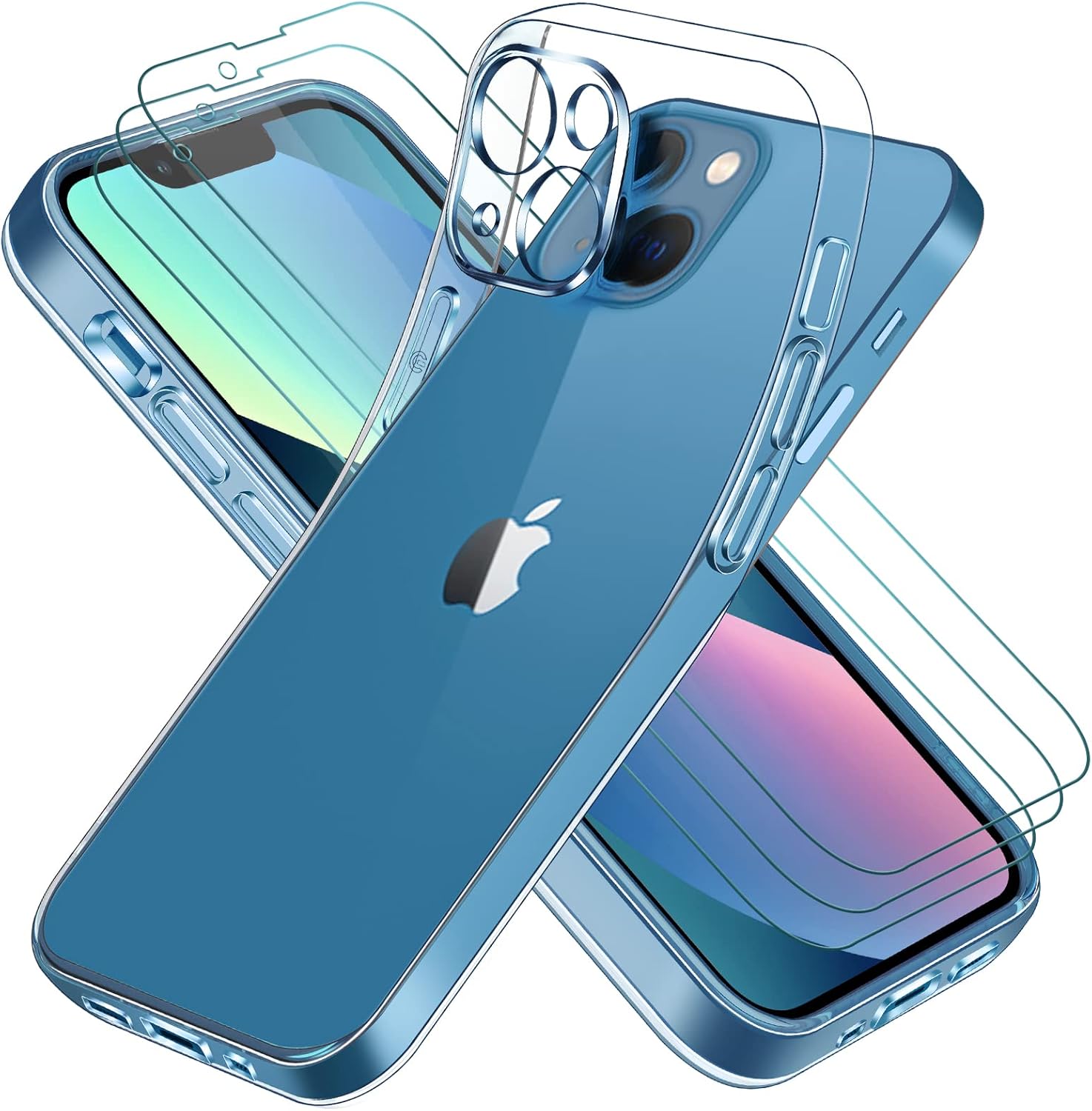ivoler H¨¹lle Kompatibel f¨¹r iPhone 13 Mini 5.4 Zoll, Handyh¨¹lle mit 3 St¨¹ck Panzer Schutz Glas, D¨¹nne Weiche TPU Silikon Transparent Sto?fest Schutzh¨¹lle Durchsichtige Kratzfest Case