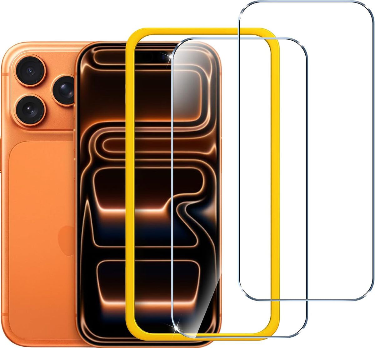 iVoler H?rdat glasfilm f?r iPhone 17 PRO, 6,3 tum, med installationsverktyg, repskyddad skyddsfilm, h?rdhet 9H, HD transparent, bubbelfri - 2 st