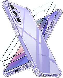 iVoler Cover per Samsung Galaxy A54 5G, Antiurto Custodia con Paraurti in TPU Morbido e 3 Pezzi Pellicola Vetro Temperato, Ultra Sottile Trasparente Silicone Protettiva Case