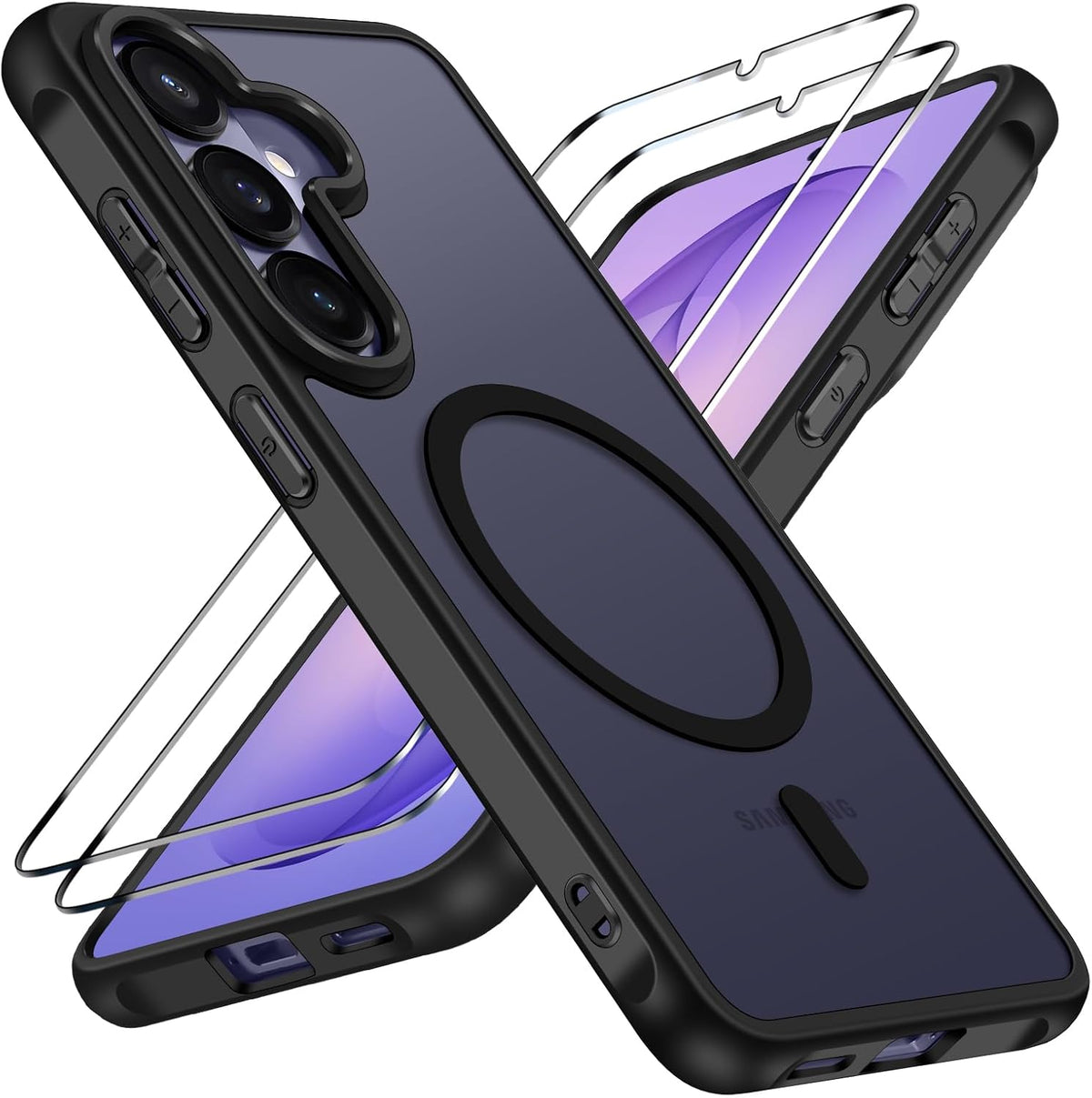 ivoler 3-in-1 Magnetic Case for Samsung Galaxy S26 Plus/ S26+ with 2 Pack Screen Protector, Military-Grade Protection, Shockproof Cover-Black
