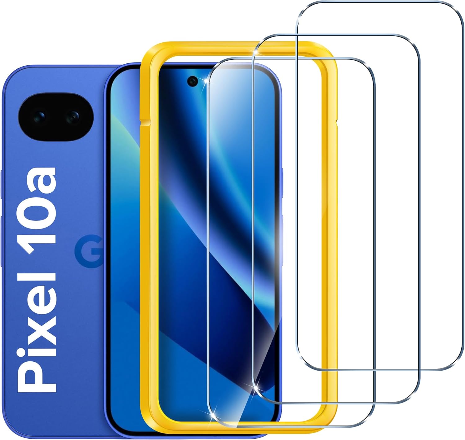 ivoler 3 Pack Screen Protector for Google Pixel 10a, Tempered Glass Film, Alignment Frame, Easy Installation, Anti-Scratch Case Friendly Clear HD Film