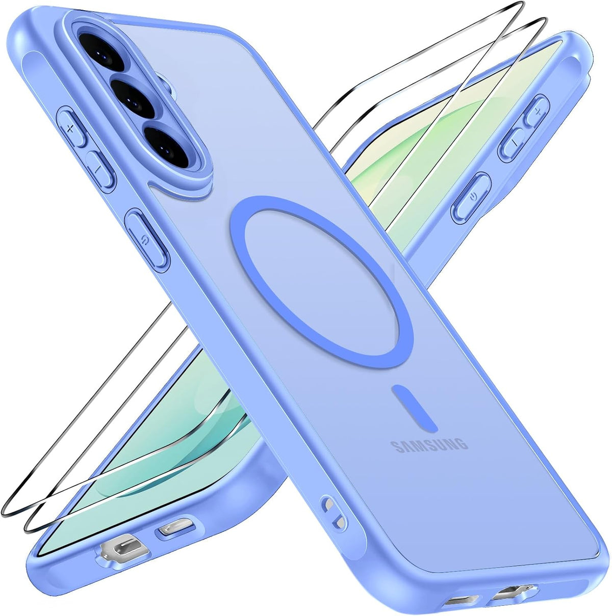 ivoler 3-in-1 Magnetic Case for Samsung Galaxy S26 FE 5G with 2 Pack Screen Protector, Military-Grade Protection, Shockproof Cover-Light Blue