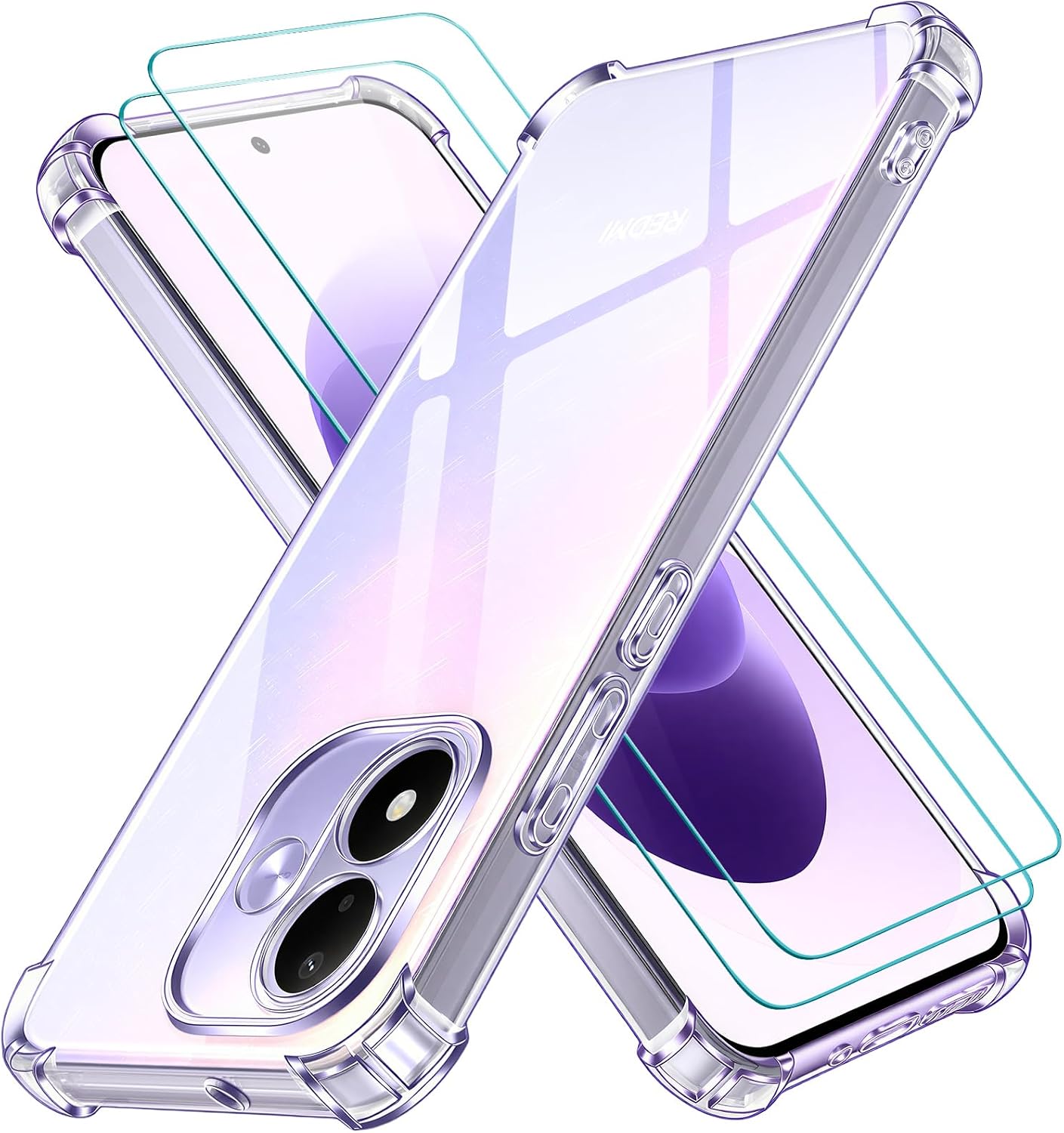 ivoler Klar H¨¹lle f¨¹r Xiaomi Redmi Note 17 4G / 5G mit Sto?fest Schutzecken, 1 Handyh¨¹lle mit 2 St¨¹ck Panzer Schutz Glas, Transparent Kratzfest Schutzh¨¹lle D¨¹nne Weiche TPU Silikon Durchsichtige Case