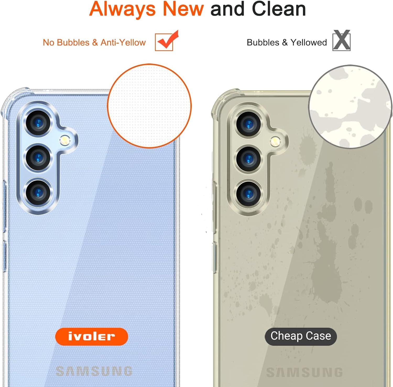 ivoler Clear Silicone Case for Samsung Galaxy A54 5G with Shockproof Protective Corners