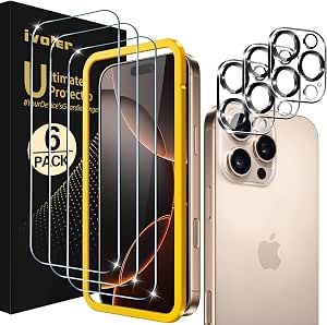 iVoler Vetro Temperato per iPhone 16 PRO, 3 Pezzi Pellicola Protettiva Anti Graffio e Fotocamera Con Cornice di Installazione, HD Chiaro, Senza Bolle