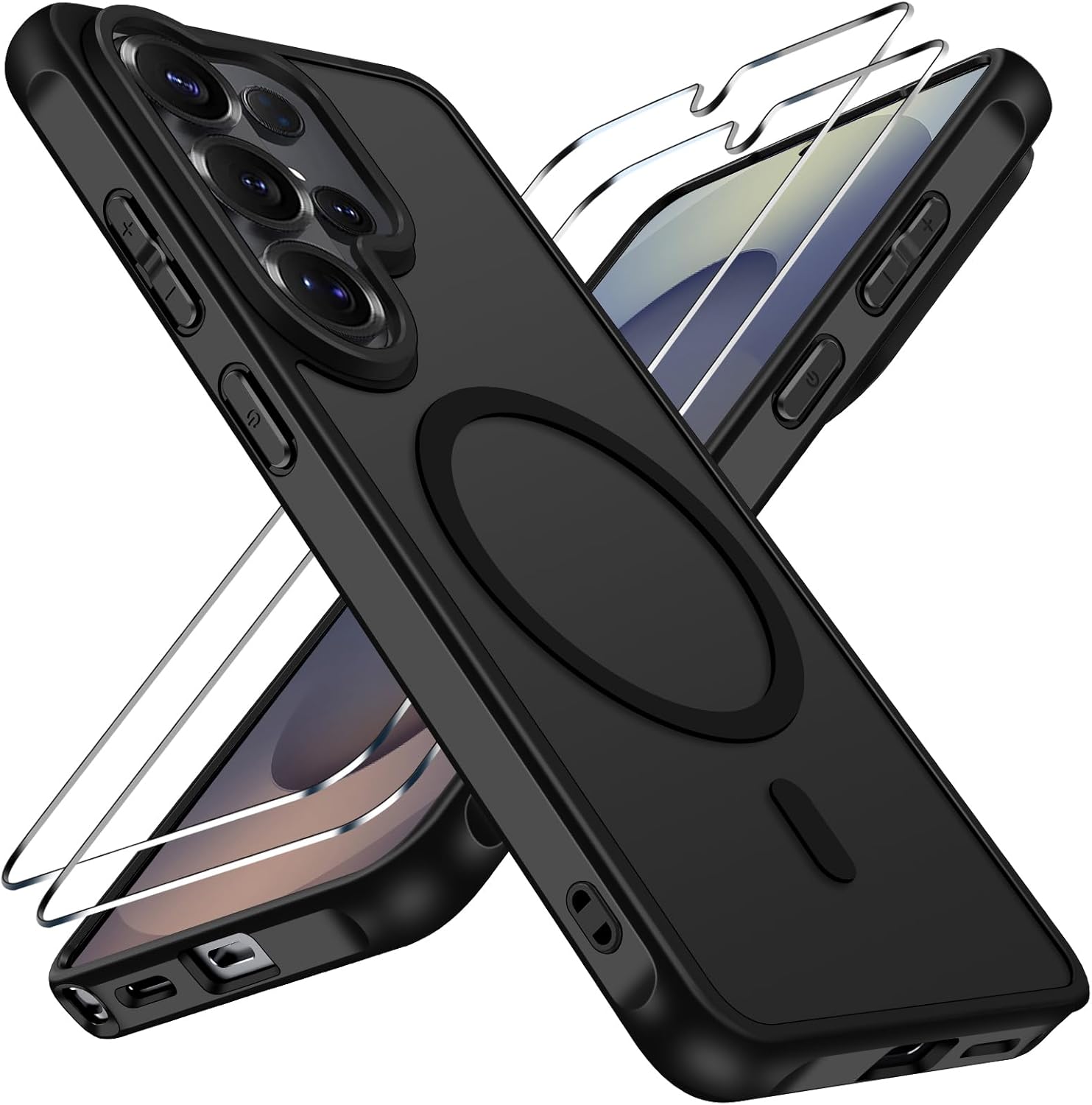 ivoler 3-in-1 Magnetic Case for Samsung Galaxy S26 Ultra with 2 HD Screen Protectors, Military-Grade Protection, Shockproof Phone Cover for Samsung S26 Ultra-Black