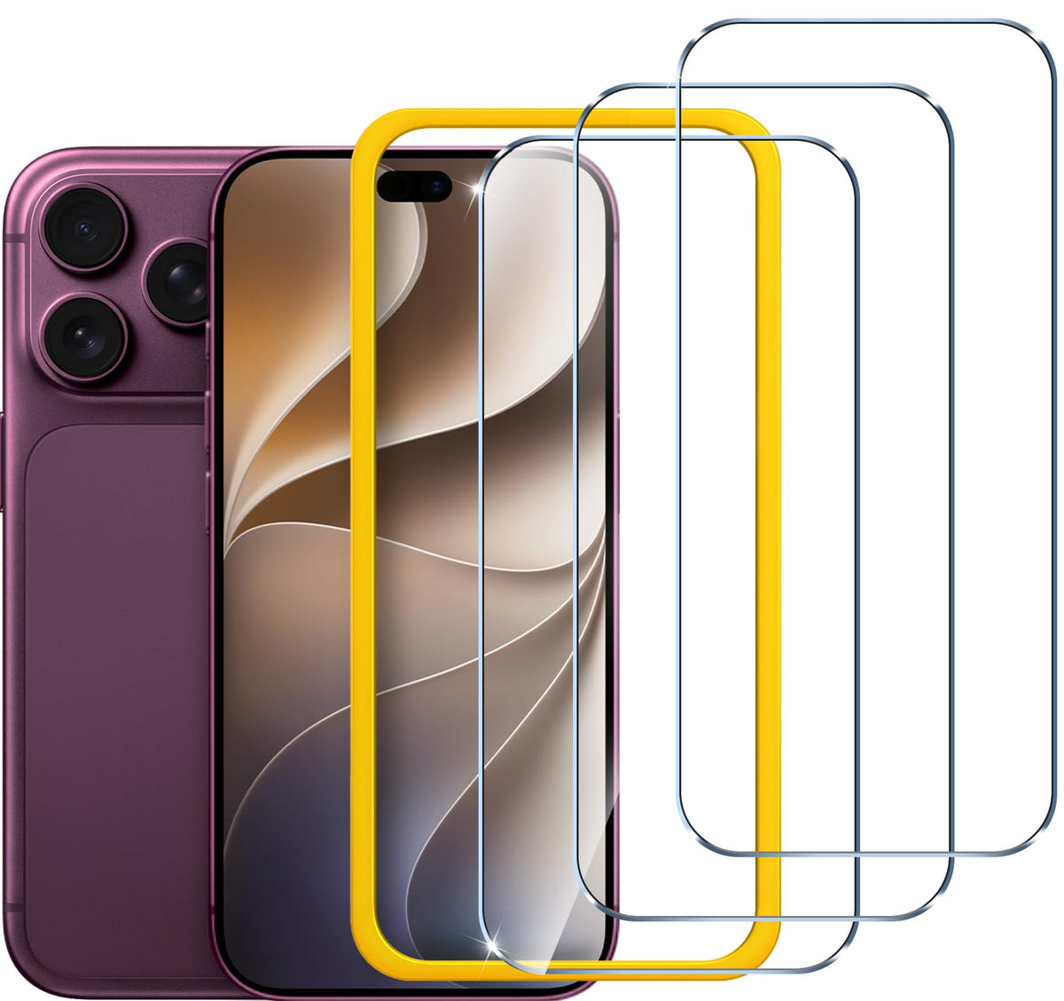 ivoler für iPhone 18 Pro Panzer Schutz Glas, mit Montagerahmen,3 Stück