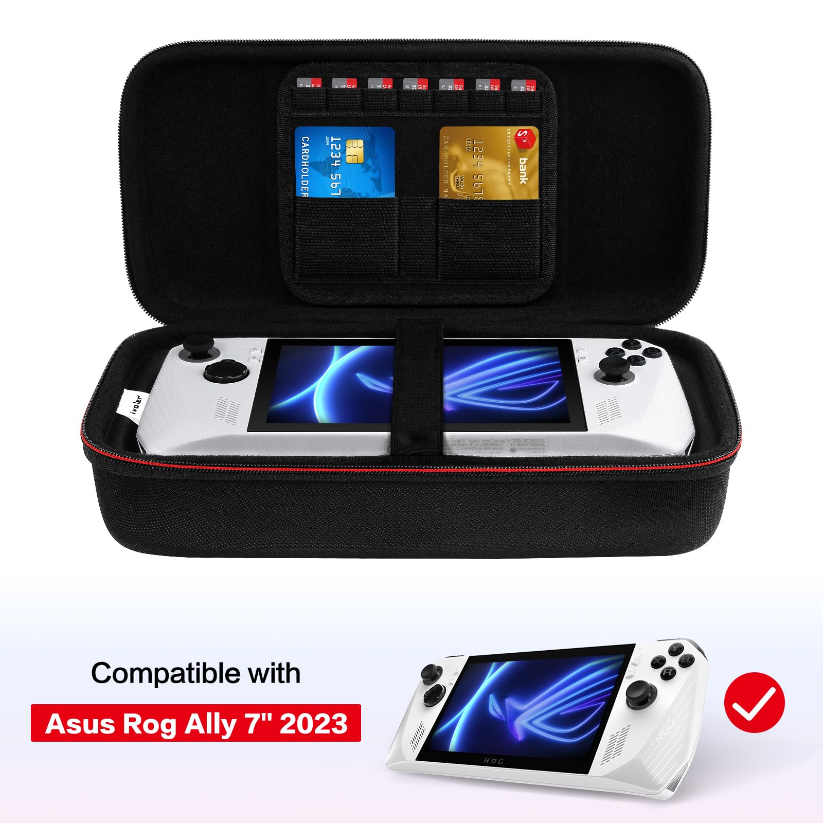 ivoler Carrying Case for Nintendo Switch 2 2025 / ROG Ally X / ASUS ROG Ally 7 pulgadas 2023, Console Travel Protective Hard Shell Handbag EVA Storage Pouch with Mesh Pocket Stores The Accessories