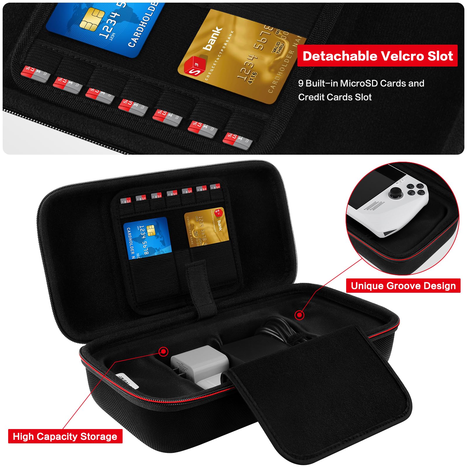 ivoler Carrying Case for Nintendo Switch 2 2025 / ROG Ally X / ASUS ROG Ally 7 pulgadas 2023, Console Travel Protective Hard Shell Handbag EVA Storage Pouch with Mesh Pocket Stores The Accessories