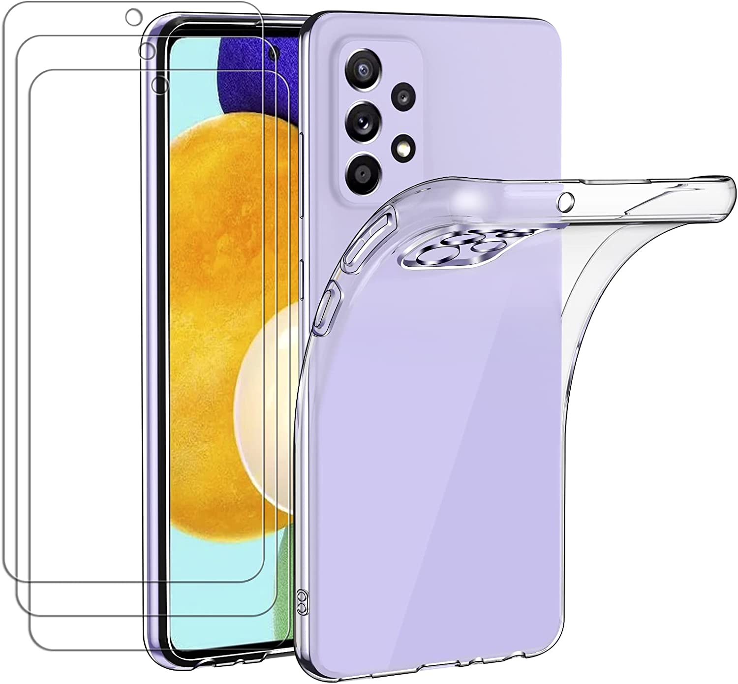 Case and Tempered Glass Screen Protector for Samsung Galaxy A52 5G / 4G / Galaxy A52S 5G