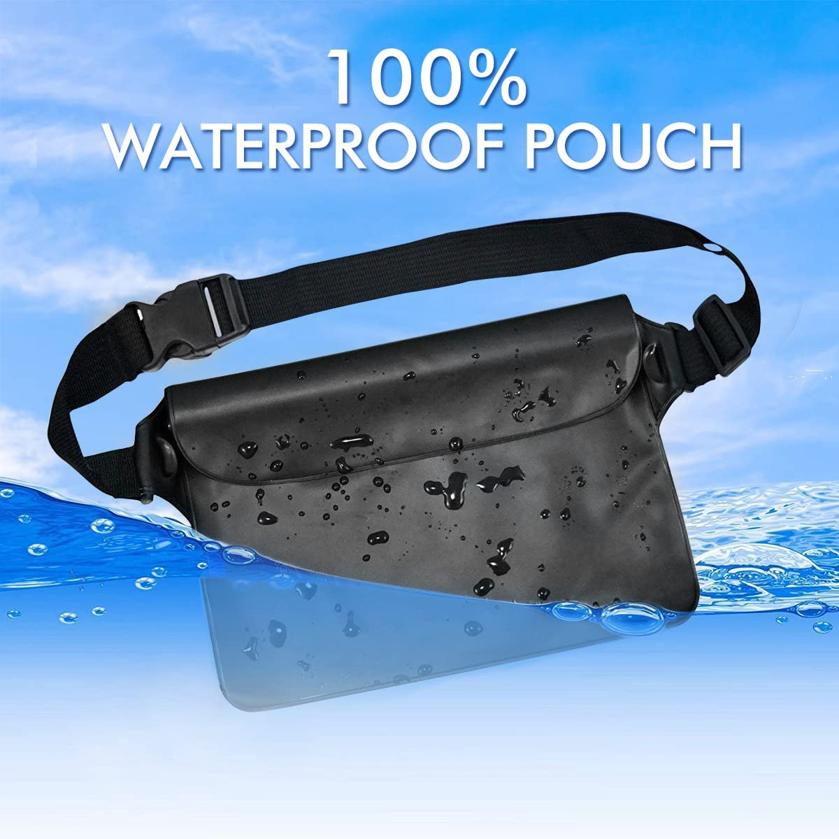 ivoler Set de Bolsa Waterproof con Riñonera Impermeable Bolsa Cintura y Funda Móvil Impermeable para Playa Natación Canotaje Pesca