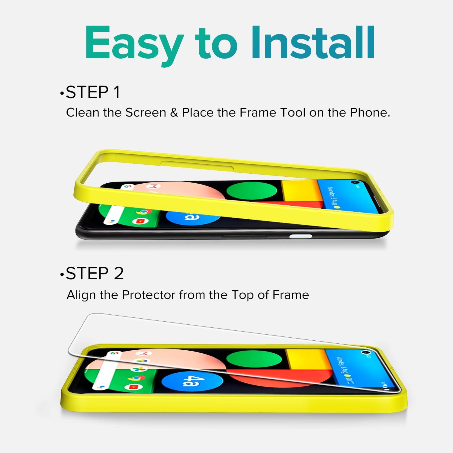 Tempered Glass Screen Protector for Google Pixel 4a 5G with Camera Lens Protector