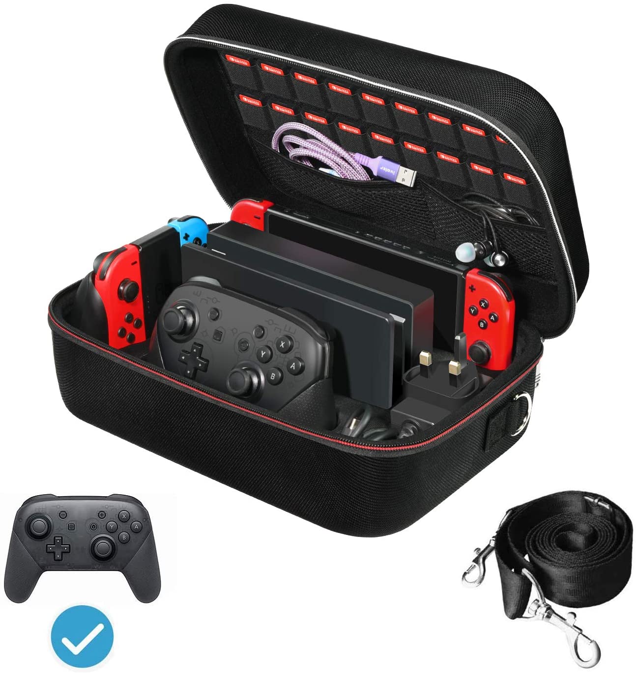 Switch Case for Nintendo Switch and Switch OLED Model, Portable Full  Protection Carrying Travel Bag with 18 Game Cards Storage for Switch  Console Pro