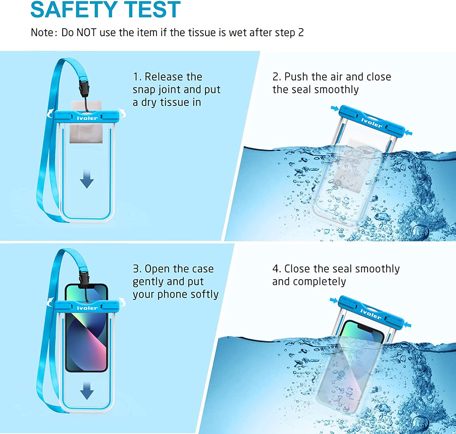 ivoler Waterproof Phone Pouch, 2-Pack IPX8 Universal Fluorescent Design Waterproof Case Dry Bag