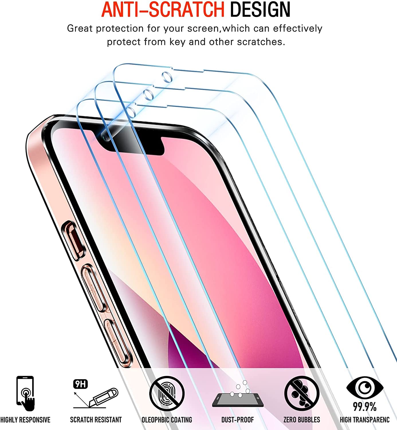 ivoler Case Compatible with iPhone 13 Mini 5.4 Inch, with 3 Units Tempered Glass Screen Protector