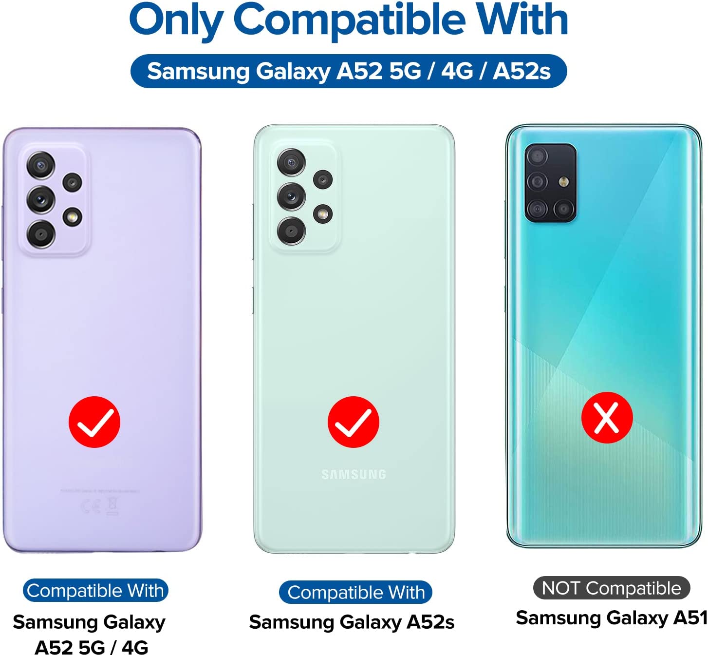ivoler 4+2 Stück Panzer Schutz Glas für Samsung Galaxy A52 5G / A52 4G / A52S 5G