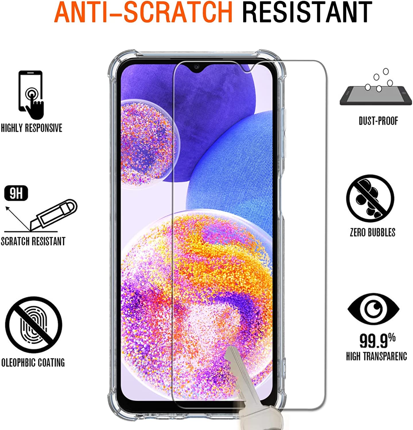 iVoler Cover per Samsung Galaxy A23 5G, Antiurto Custodia con Paraurti in TPU Morbido e 3 Pezzi Pellicola Vetro Temperato