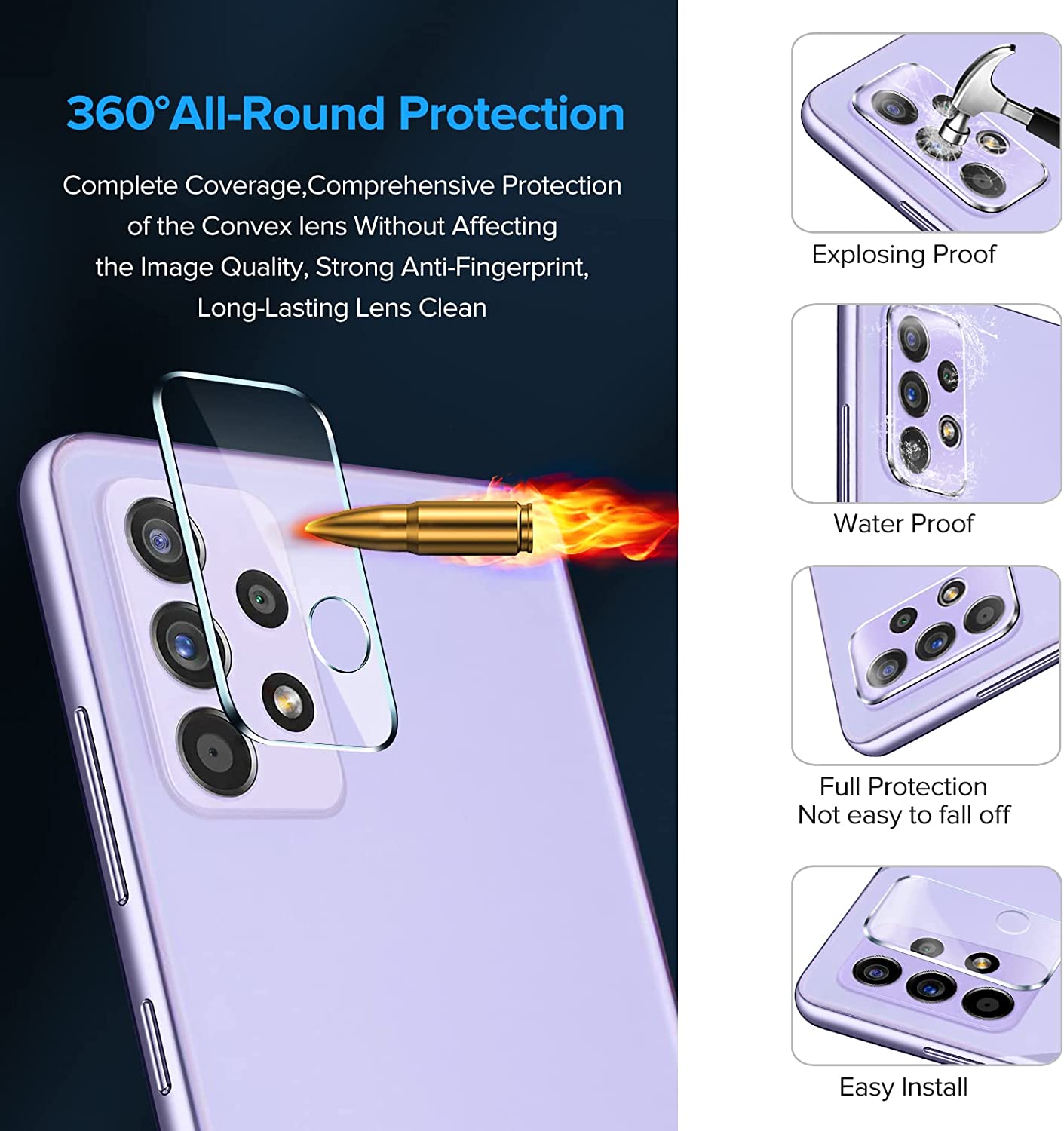 iVoler 4 Pezzi Pellicola Vetro Temperato per Samsung Galaxy A52 5G / 4G / A52S 5G