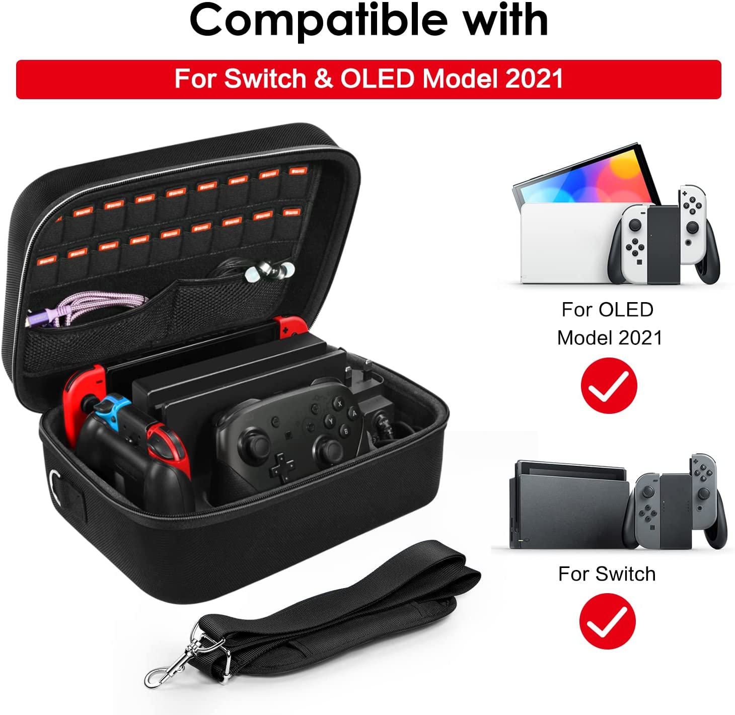 iVoler Carrying Storage Case for Nintendo Switch/Switch OLED Model (2021)