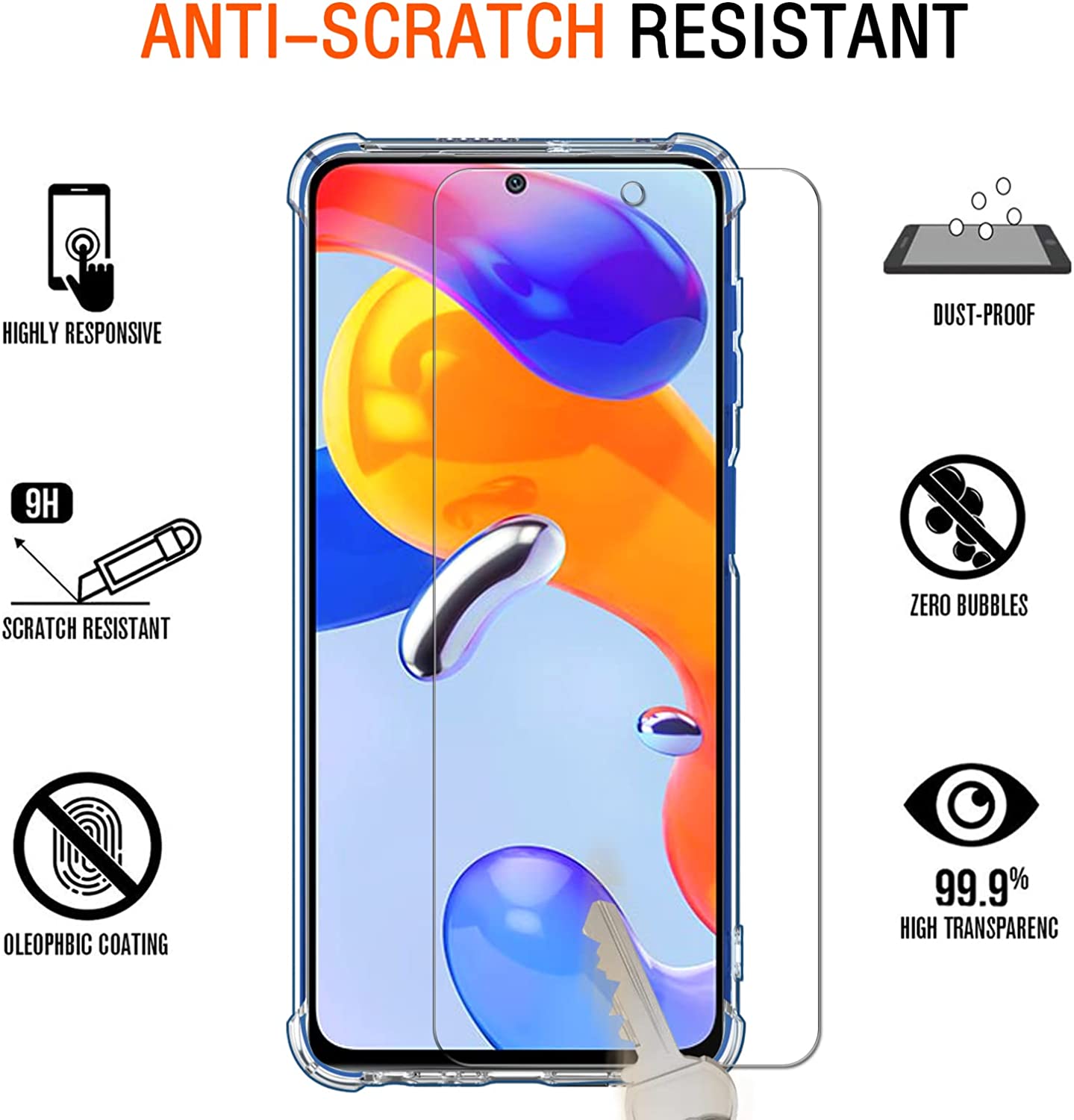 ivoler Coque pour Xiaomi Redmi Note 11 Pro 4G / 5G / Redmi Note 11E Pro avec 3 Pièces Protection Écran en Verre Trempé