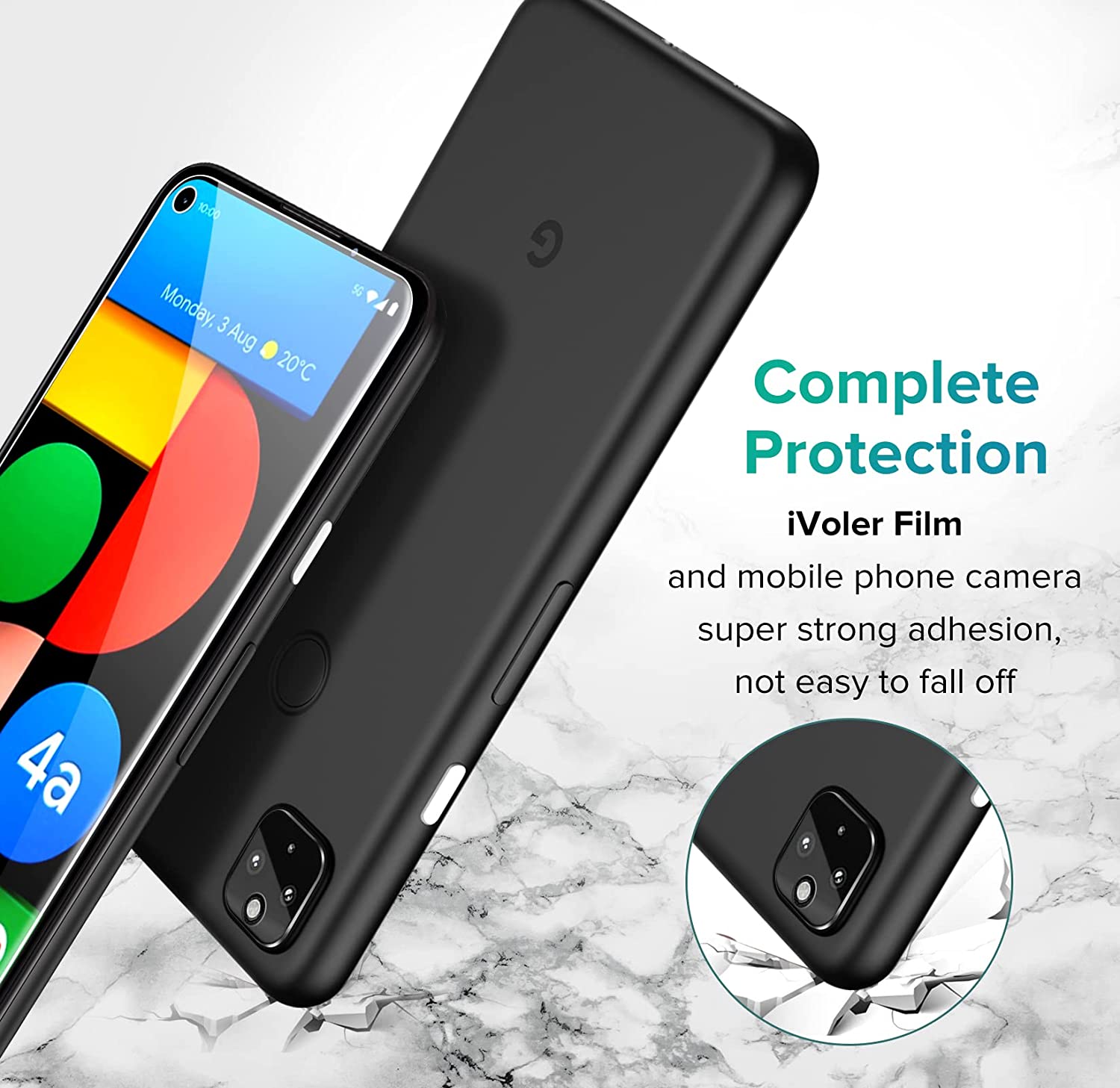 Tempered Glass Screen Protector for Google Pixel 4a 5G with Camera Lens Protector