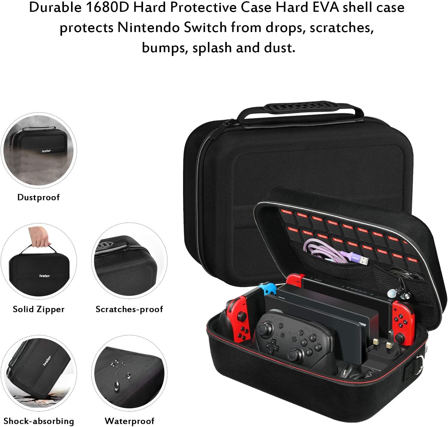 ivoler Storage Case Compatible with Nintendo Switch and Nintendo Switch OLED