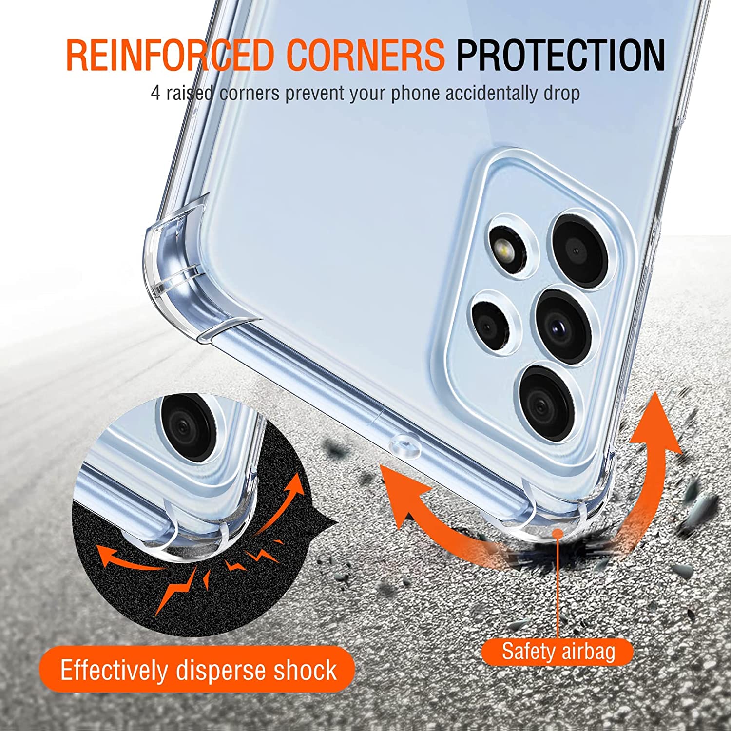 iVoler Cover per Samsung Galaxy A23 5G, Antiurto Custodia con Paraurti in TPU Morbido e 3 Pezzi Pellicola Vetro Temperato