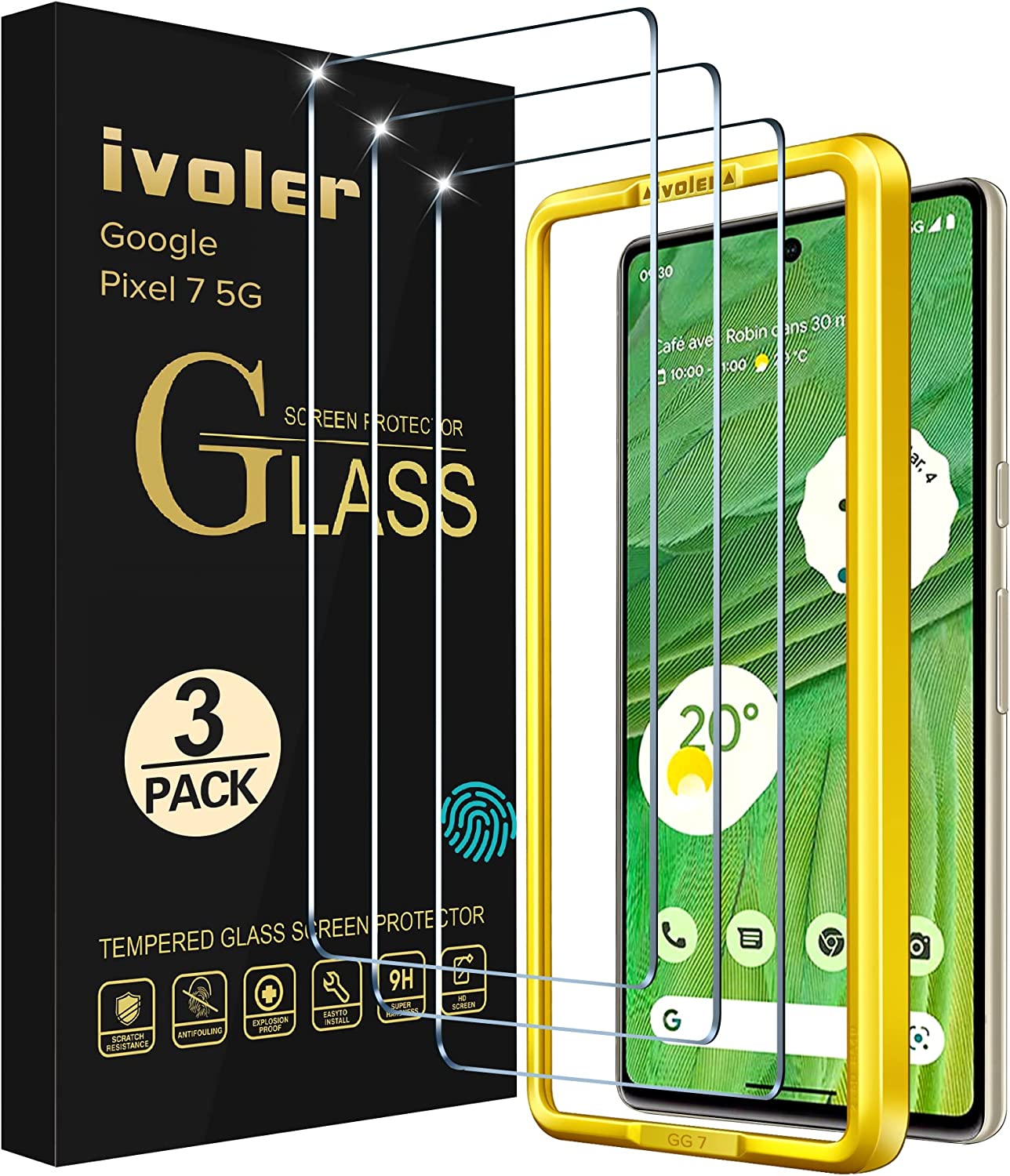 ivoler [3 Pack] Screen Protector Tempered Glass for Google Pixel 7 5G 2022