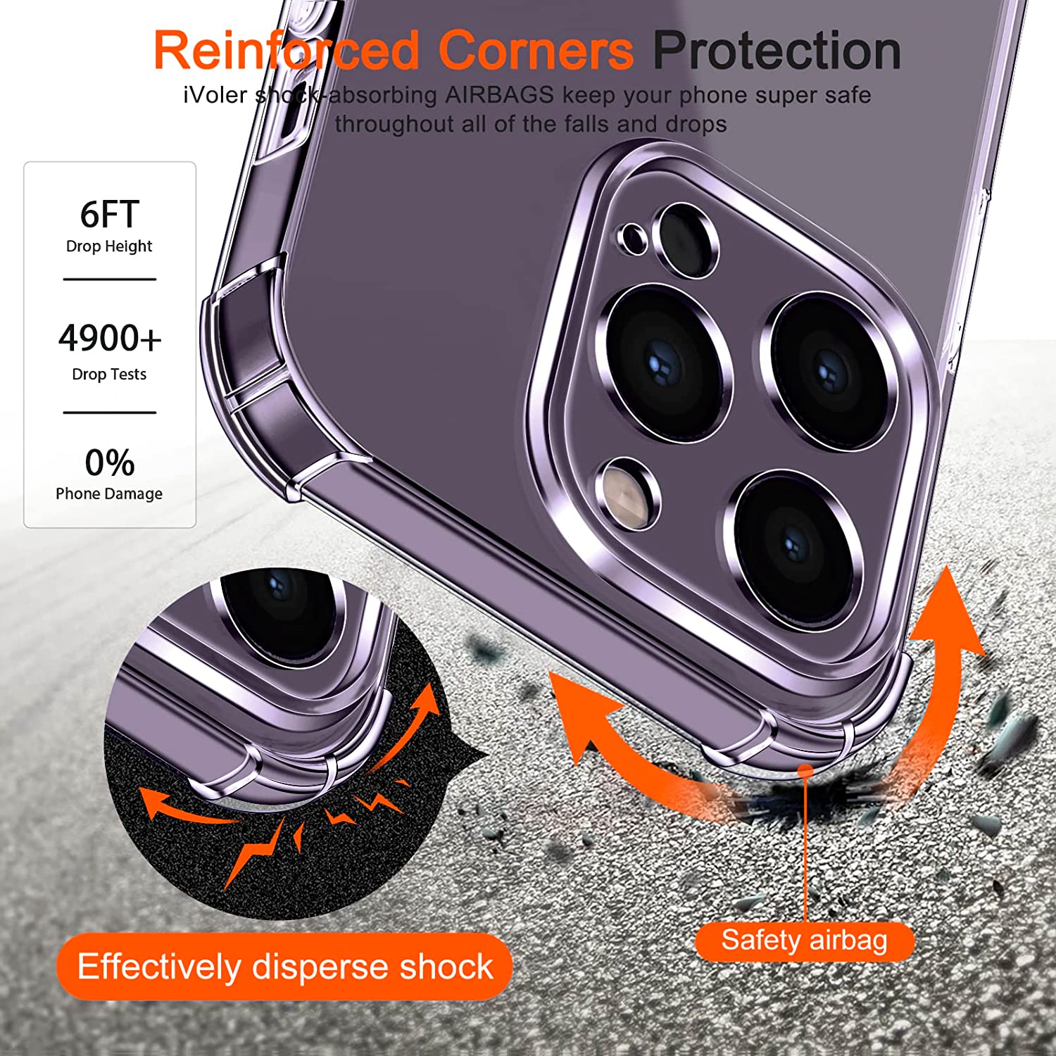 4 in 1 Cover per iPhone 14 Pro Max 6.7 pollici con 3 Pezzi Pellicola Vetro Temperato