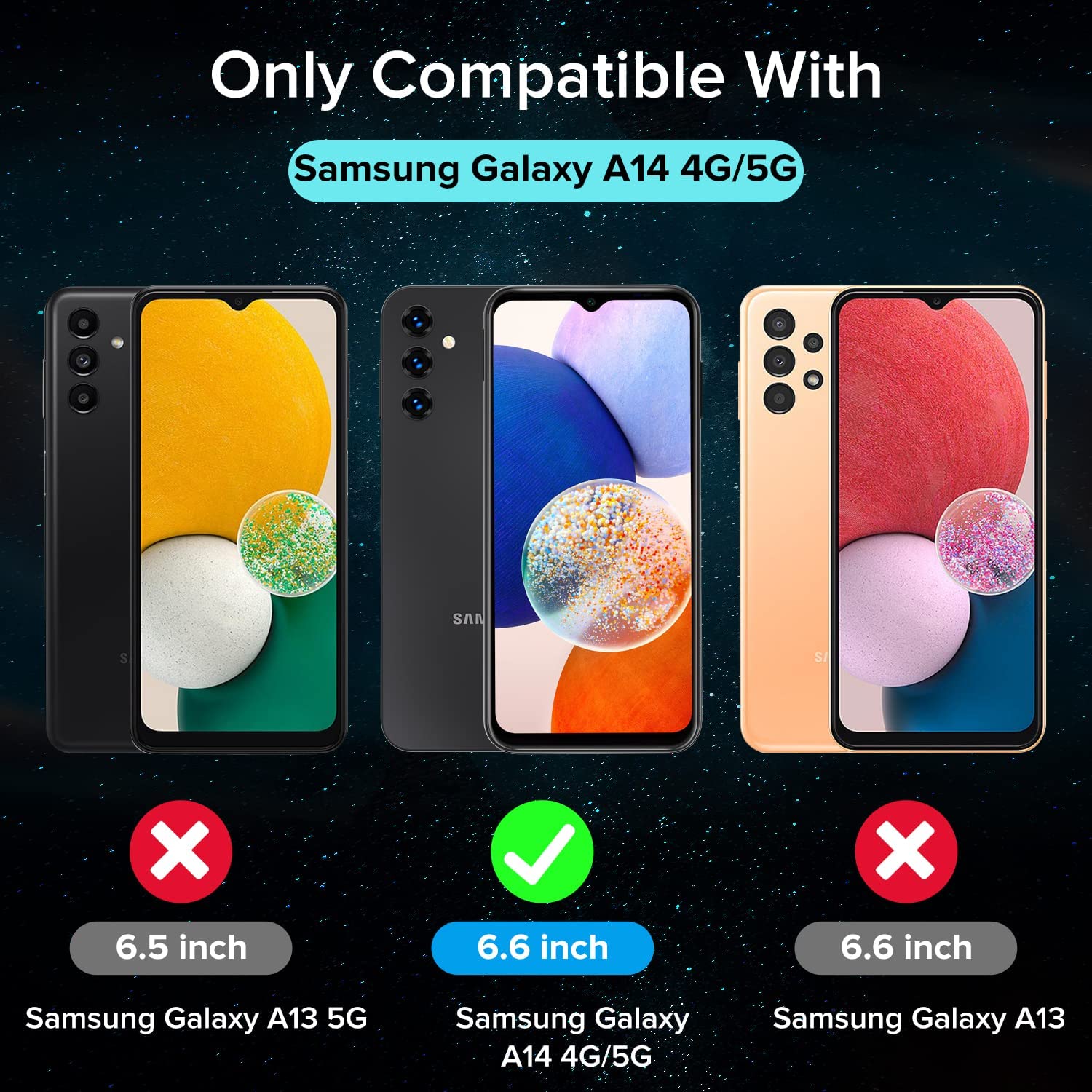 ivoler 3 Piezas Protector de Pantalla para Samsung Galaxy A14 4G / A14 5G con 3 Piezas Protector de Lente de Cámara y Marco de Instalación