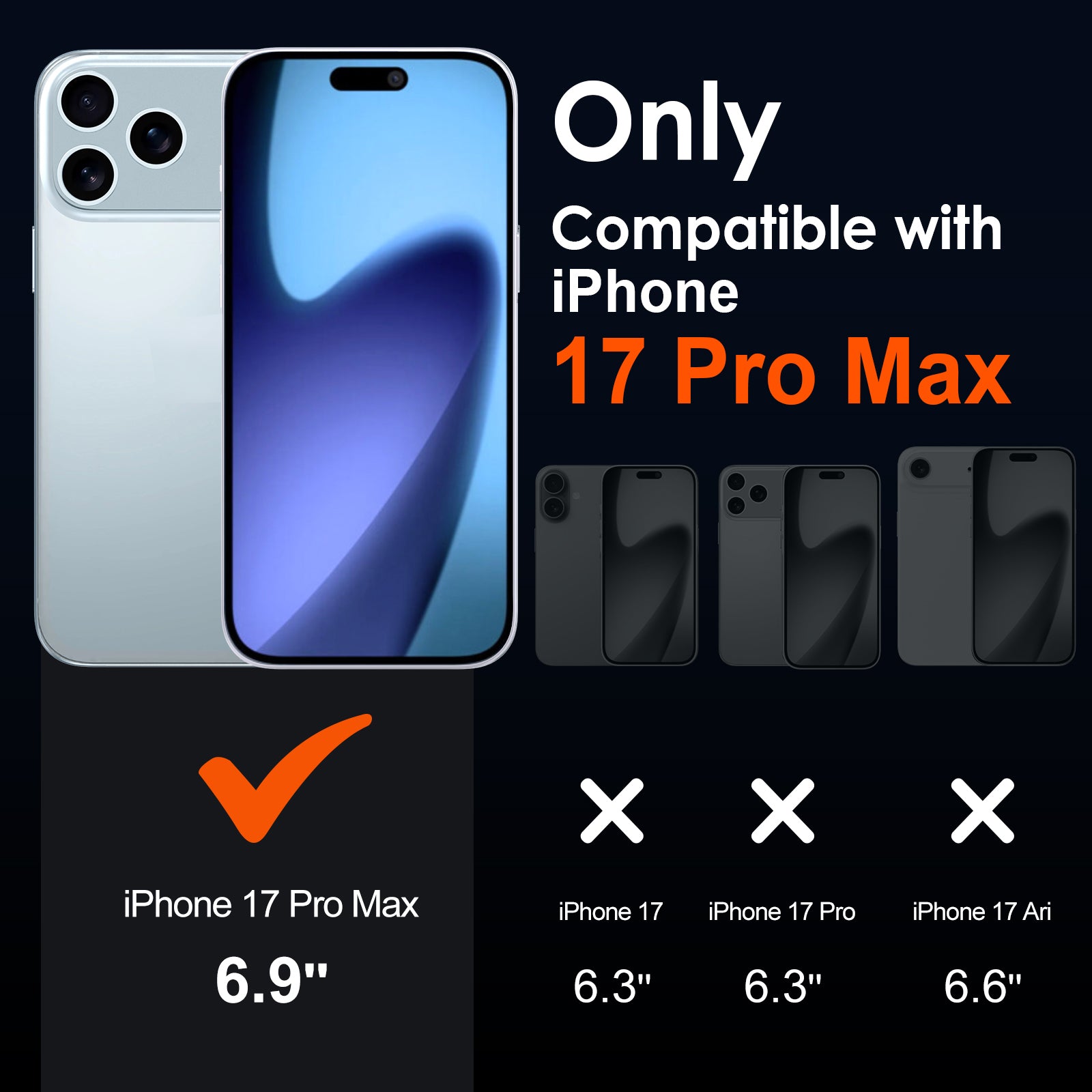 ivoler 3-in-1 Clear Case Designed for Phone 17 Pro Max 6.9'' 2025 with 2 Pack Tempered Glass Screen Protector Full Camera Protection, Military Shockproof Hard Back Slim for iPhone Cover - Clear