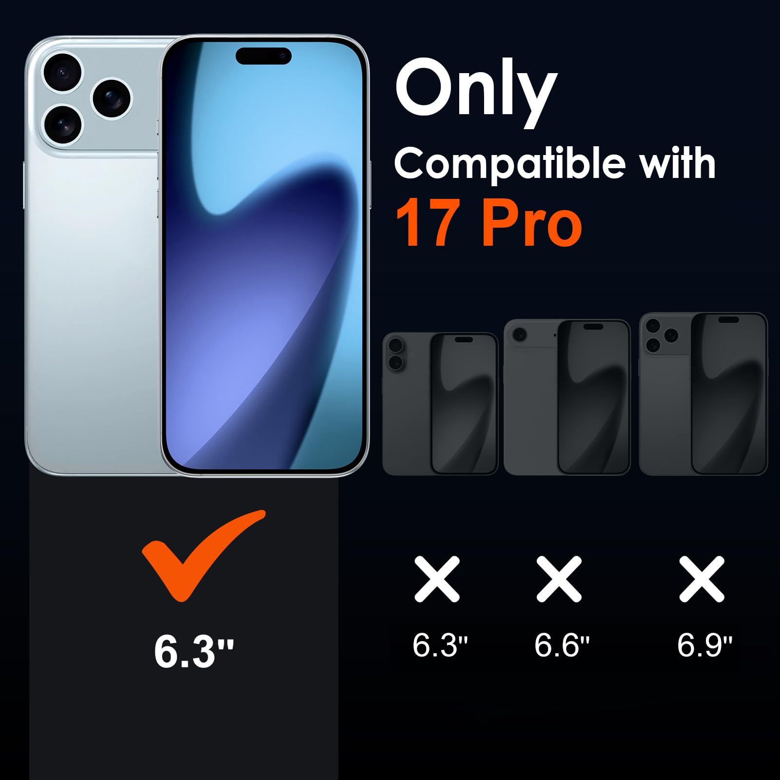 ivoler 3-in-1 Clear Case Designed for Phone 17 Pro 6.3'' 2025 with 2 Pack Tempered Glass Screen Protector Full Camera Protection, Military Shockproof Hard Back Slim for iPhone Cover - Clear