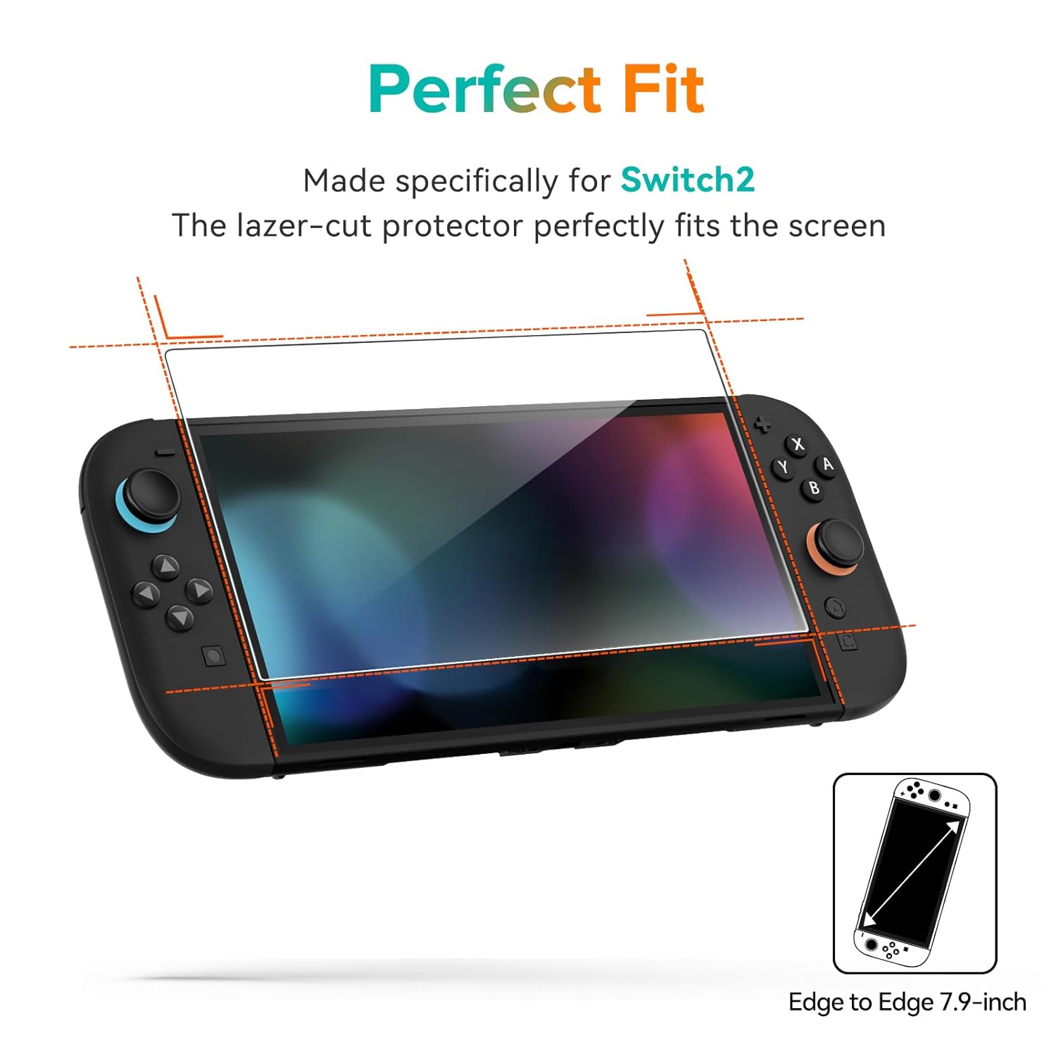 ivoler 3-Pack Screen Protector Tempered Glass for Nintendo Switch 2 Model 2025, Transparent HD Clear Anti-Scratch Screen Protector Accessories for Nintendo Switch 2, [7.9 inch]