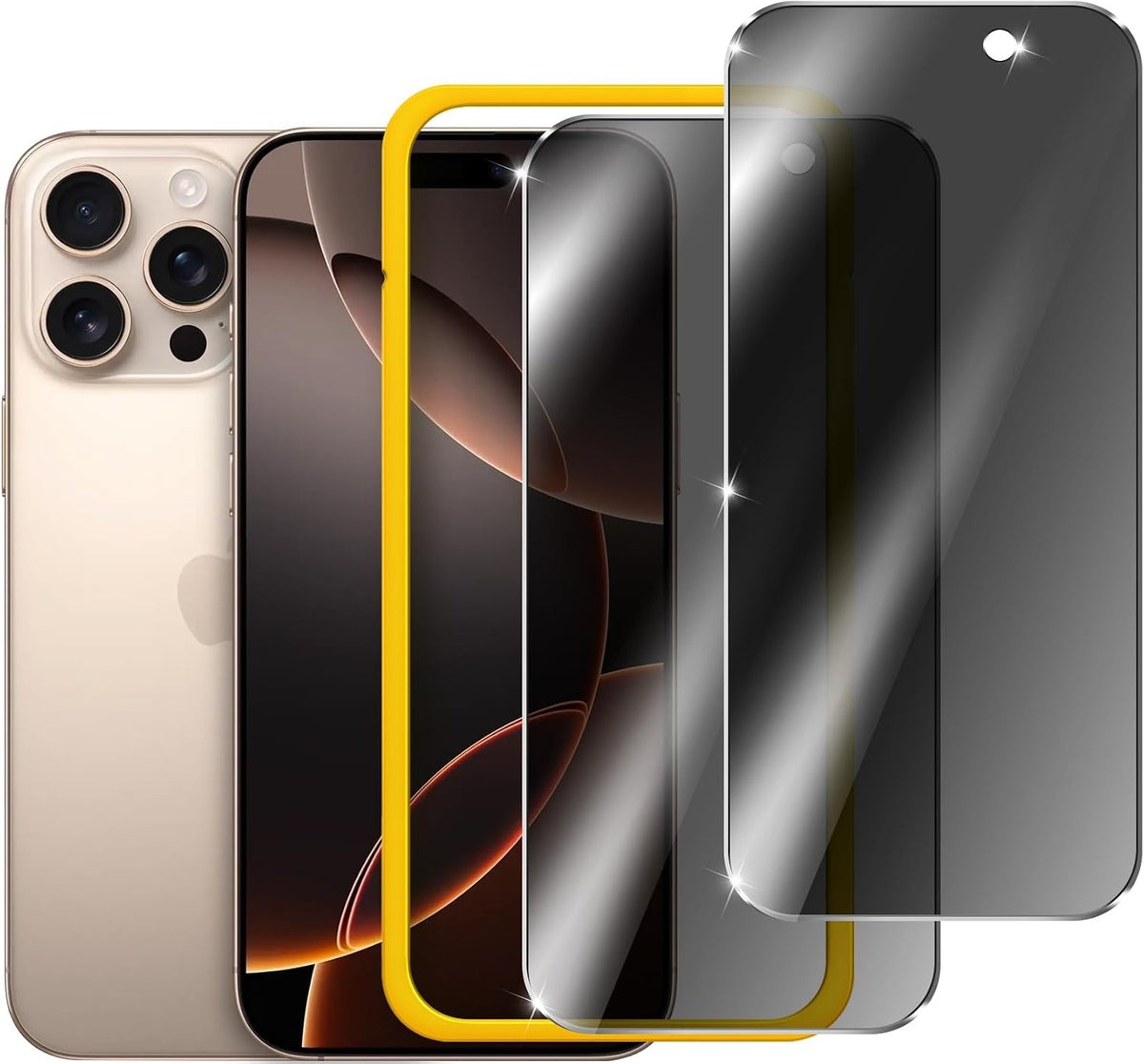 ivoler 2-Pack Privacy Screen Protector for iPhone 16 Pro 6.3 inch [Anti-Spy], Black Edge Anti-Spy Private Tempered Glass Film with [Easy Installation Tool] Full Coverage, Case-Friendly-Black