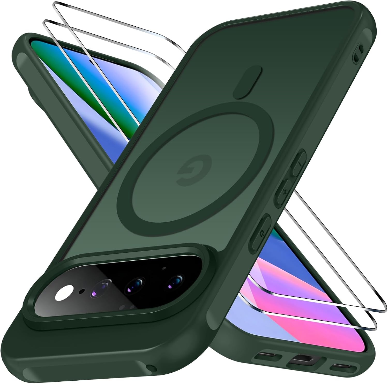 ivoler für Google Pixel 11 Hülle mit 2 Panzerglas, MagSafe, Dunkelgrün