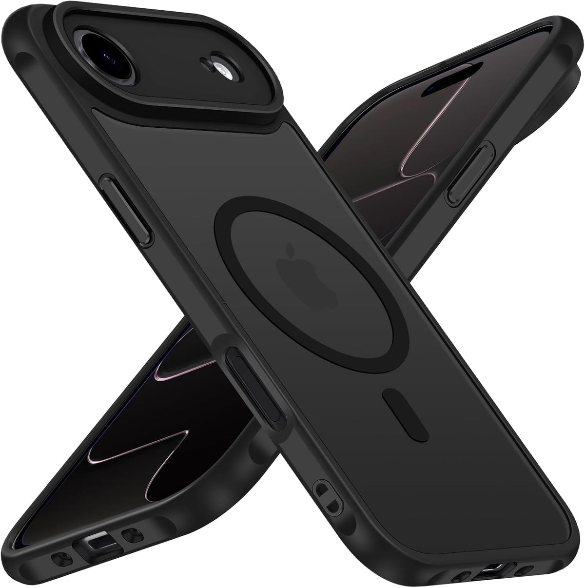 ivoler Magnetic Case for iPhone Air 6.5-Inch, Compatible with MagSafe, Military-Grade Protection, Scratch-Resistant Back Phone Cover, Classic Series,Translucent Matte,Black