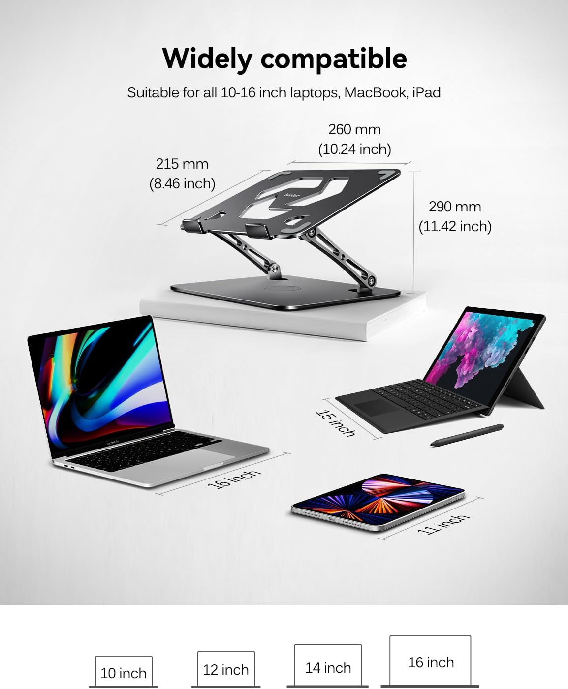 ivoler Adjustable Laptop Stand with 360° Rotating Base[Black]