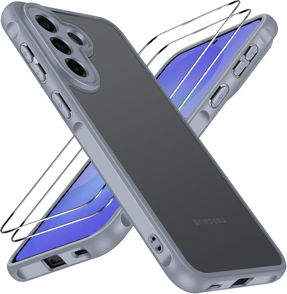 ivoler H¨¹lle f¨¹r Samsung Galaxy A57 5G mit 2 St¨¹ck Panzerglas, [Milit?rstandard] Sto?fest, [Kameraschutz] Handyh¨¹lle, Matt Durchscheinende R¨¹ckseite, Anti-Fingerabdruck Schutzh¨¹lle, Grau