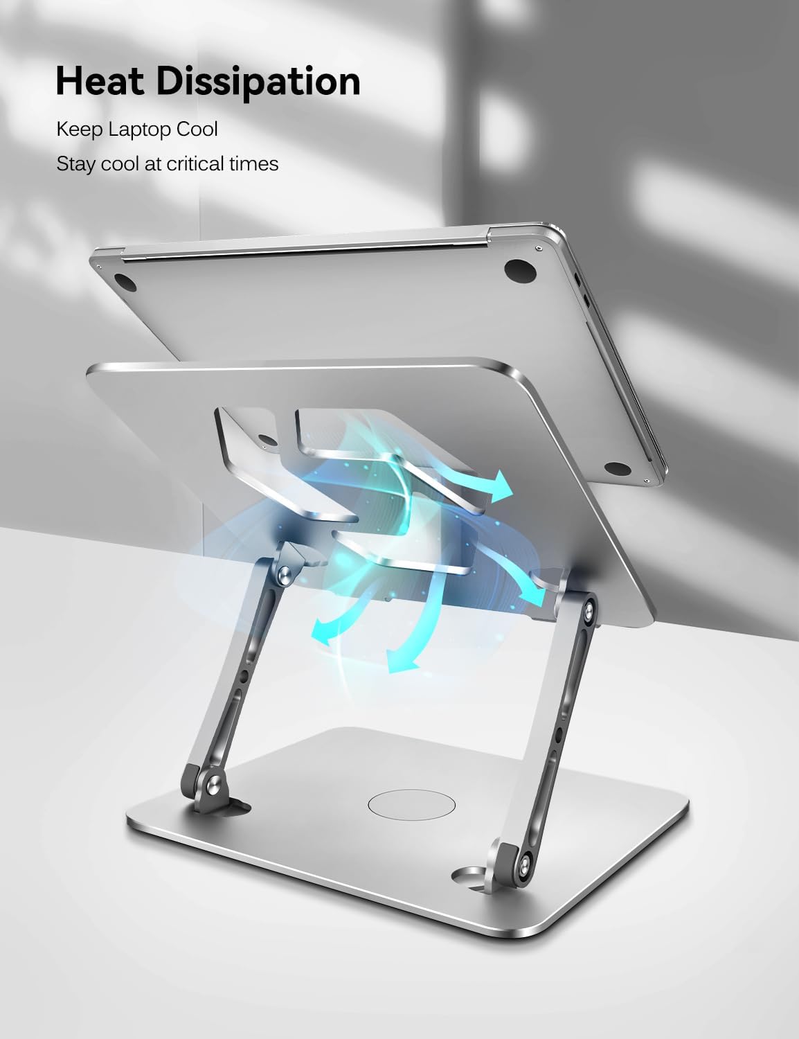 ivoler Adjustable Laptop Stand with 360° Rotating Base[Silver]