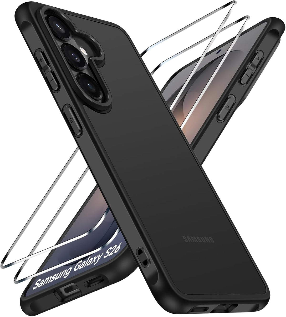 iVoler Cover Opaca per Samsung Galaxy S26 5G, 2 Pellicole per Schermo, Nero