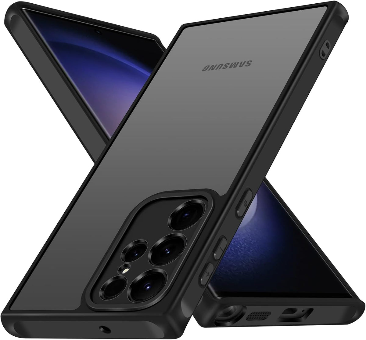 ivoler Etui do Samsunga Galaxy S23 Ultra 5G, pe?na ochrona aparatu, standard wojskowy, odporne na uderzenia, matowe, p¨®?przezroczyste, zapobiega pozostawianiu odcisk¨®w palc¨®w, czarne